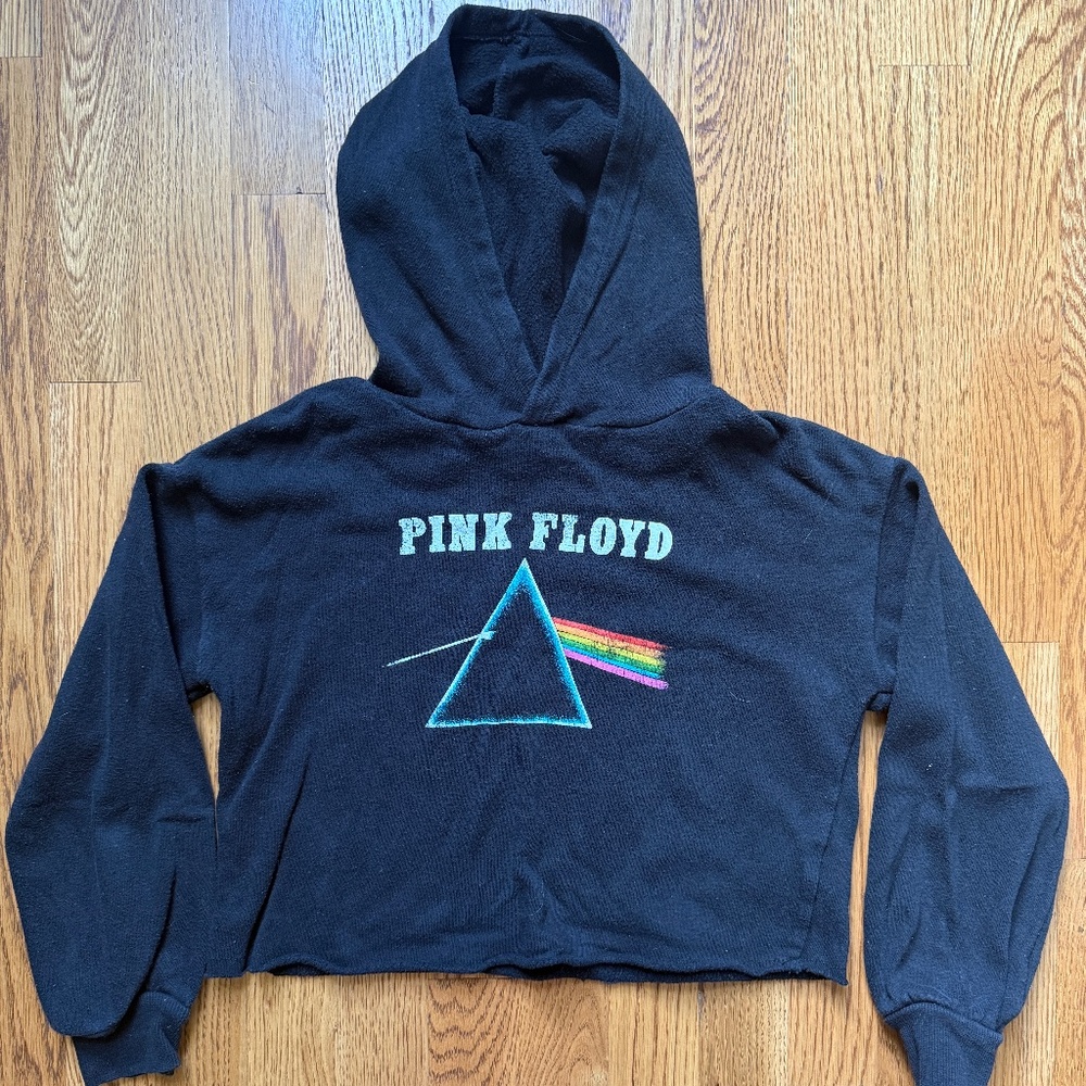 Girls Cropped Pink Floyd Hoodie, Size 7/8
